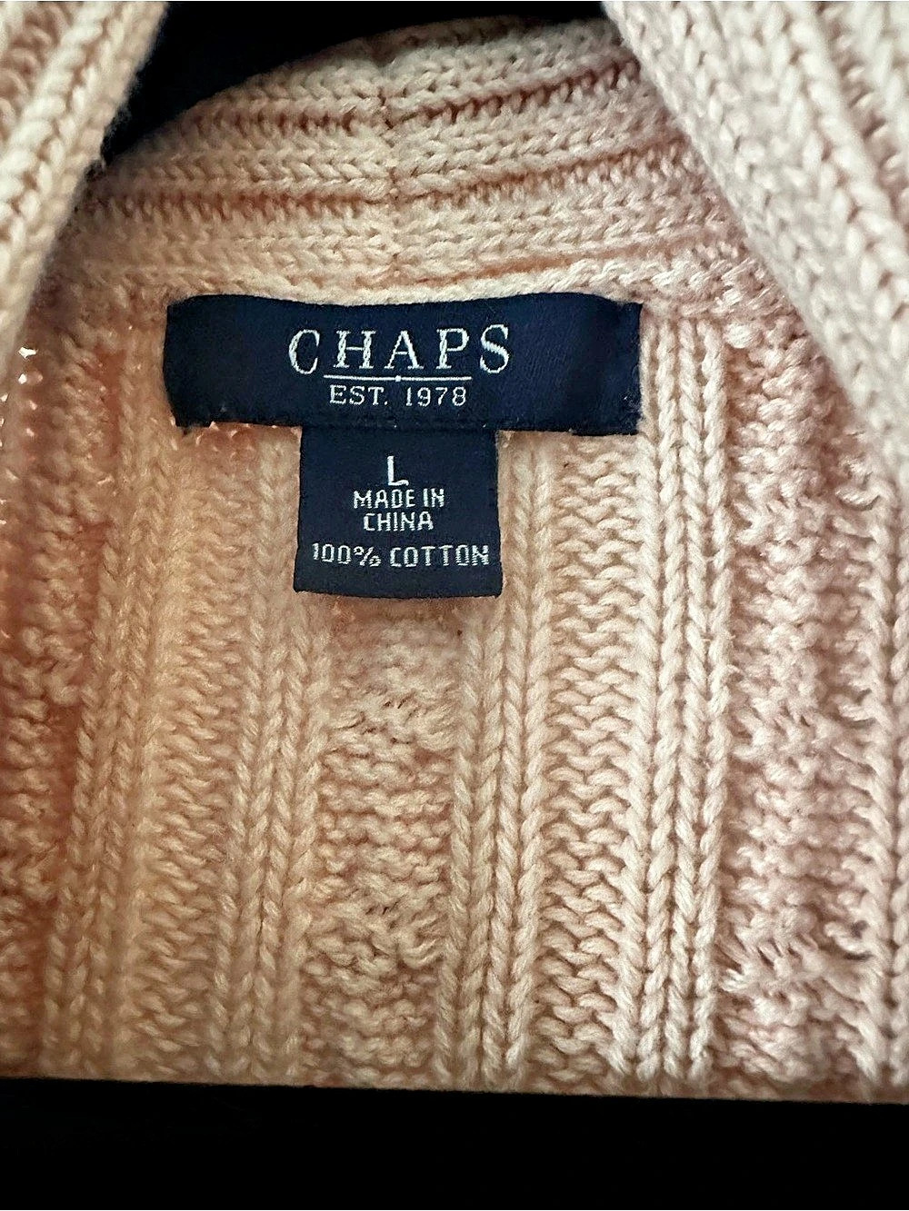 Chaps Cable Knit Cardigan in Pink Size Large - Picture 3 of 3